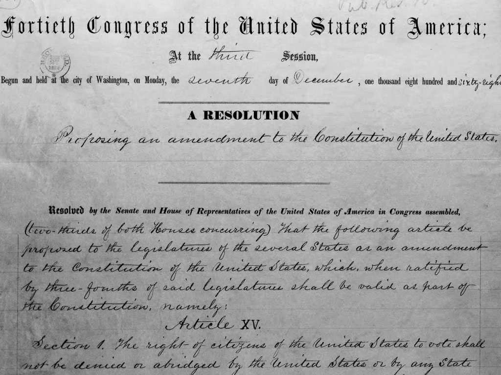Congress ratifies the 15th Amendment